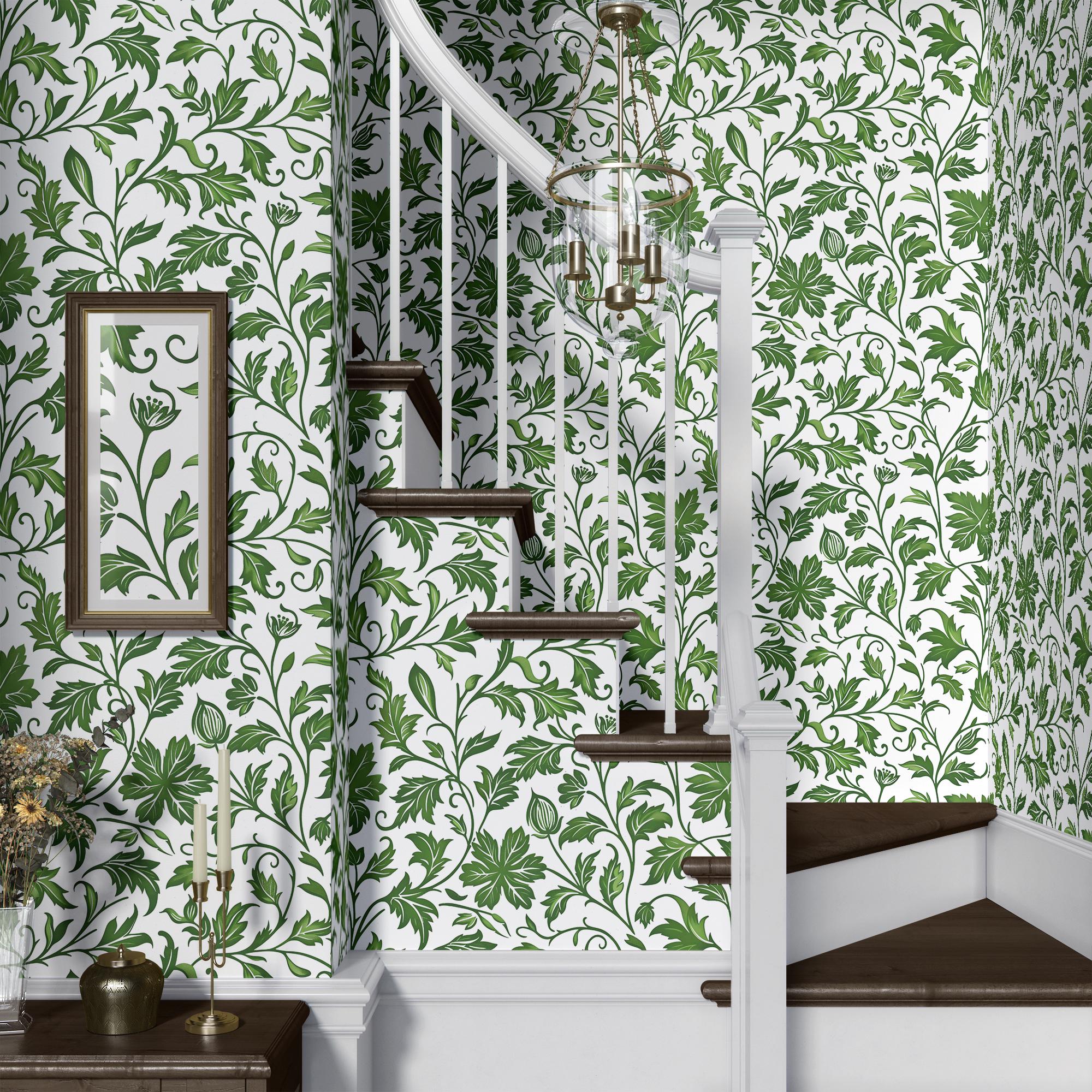 Wallpaper Vintage William Morris Style Floral Ivy Wall Decor Whimsical Forest Removable Peel and Stick or Permanent Traditional Wallpaper