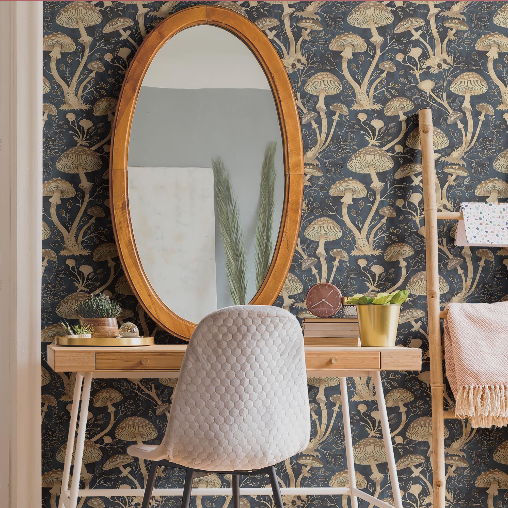 Wallpaper Vintage Mushroom Botanical Cottage Chic Wall Decor Whimsical Forest Removable Peel and Stick or Permanent Traditional Wallpaper