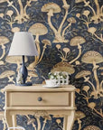 Vintage Mushroom Wallpaper Botanical Cottage Chic Whimsical Wall Decor