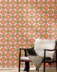 Boho Wallpaper Orange Medallion Luxury Wall Decor