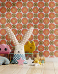 Boho Wallpaper Orange Medallion Luxury Wall Decor