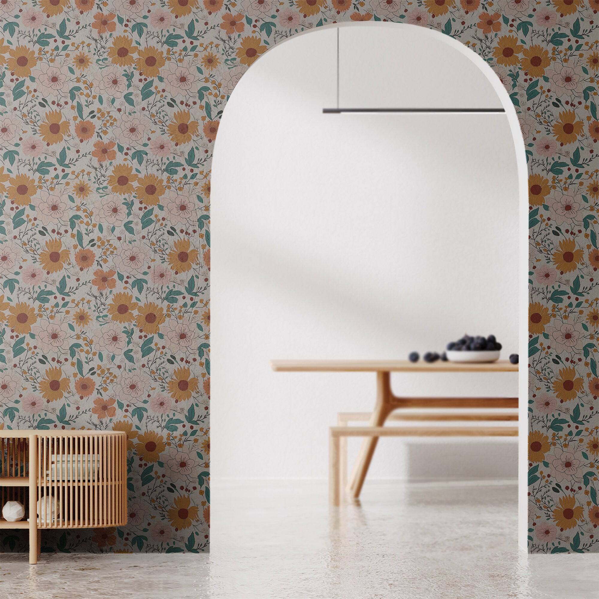Floral Wallpaper Vintage Luxury Wall Decor