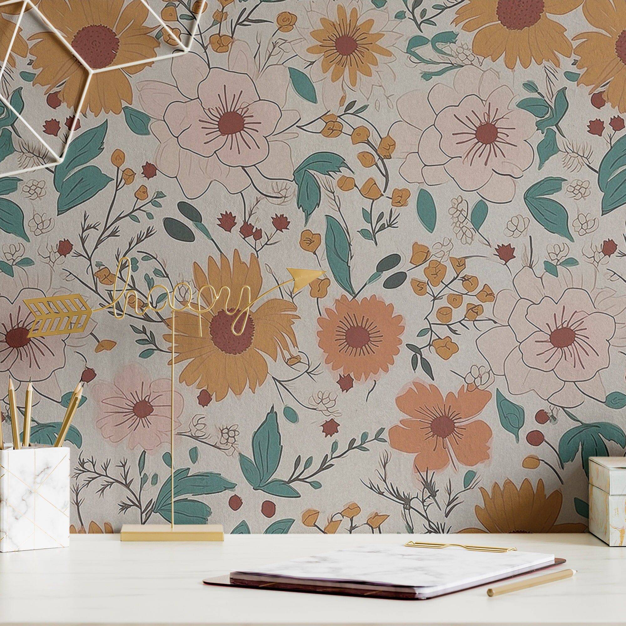 Floral Wallpaper Vintage Luxury Wall Decor