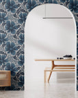 Floral Wallpaper Large Navy Blue Floral Wall Decor