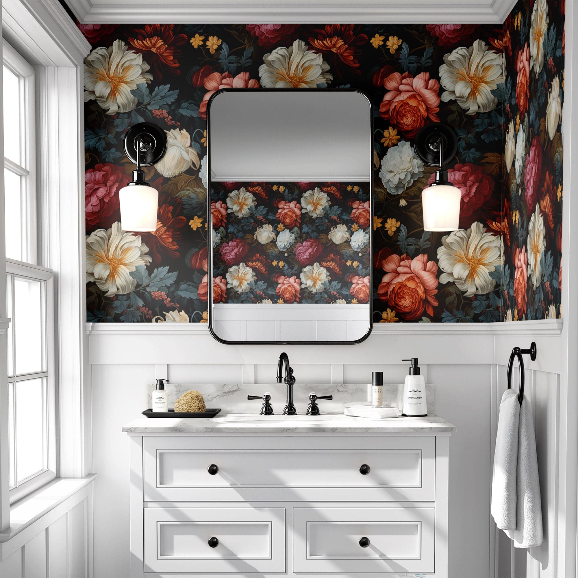 Dark Floral Wallpaper Botanical Luxury Wall Decor