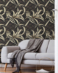 Funky Wallpaper Dark Hawaiian Floral Wall Decor