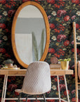 Floral Wallpaper Vintage Dark Forest Wall Decor