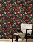 Floral Wallpaper Vintage Dark Forest Wall Decor
