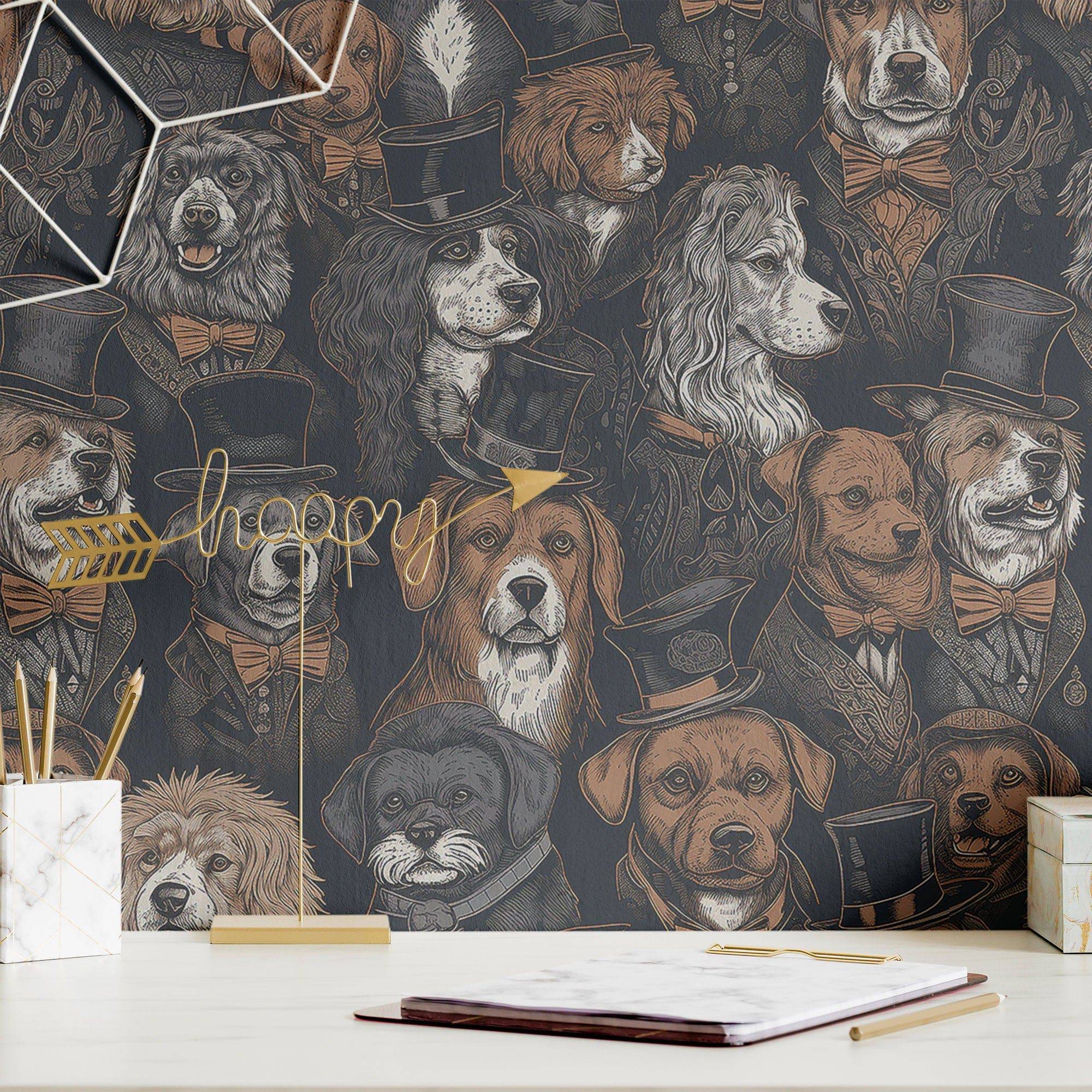 Dog Wallpaper Funky Vintage Luxury Wall Decor