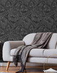Black Peony Wallpaper Vintage Gothic Wall Decor