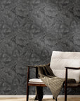 Black Peony Wallpaper Vintage Gothic Wall Decor