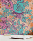 Colorful Toile Wallpaper Retro French Wall Decor