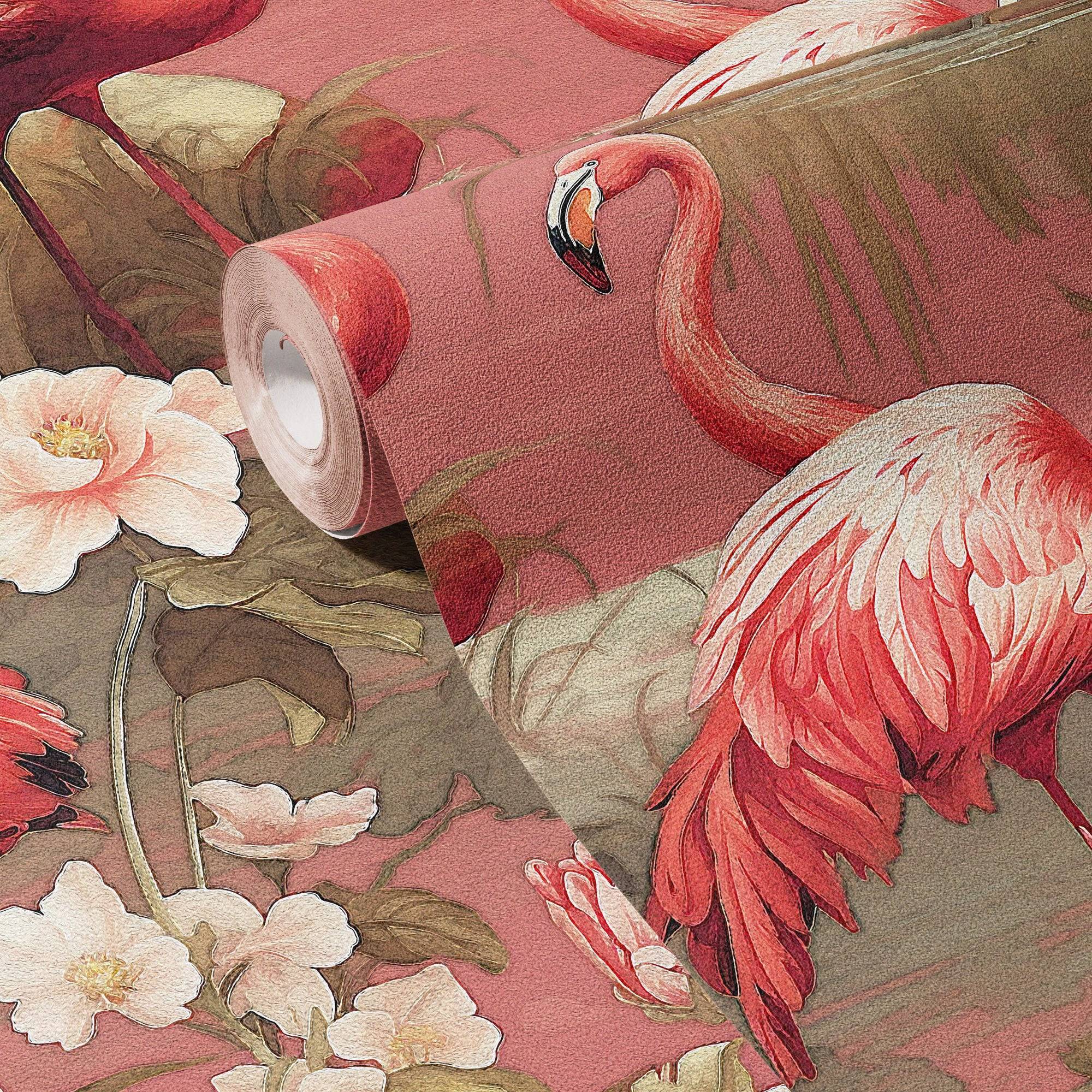 Flamingo Wallpaper Vintage Pink Luxury Wall Decor