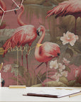 Flamingo Wallpaper Vintage Pink Luxury Wall Decor
