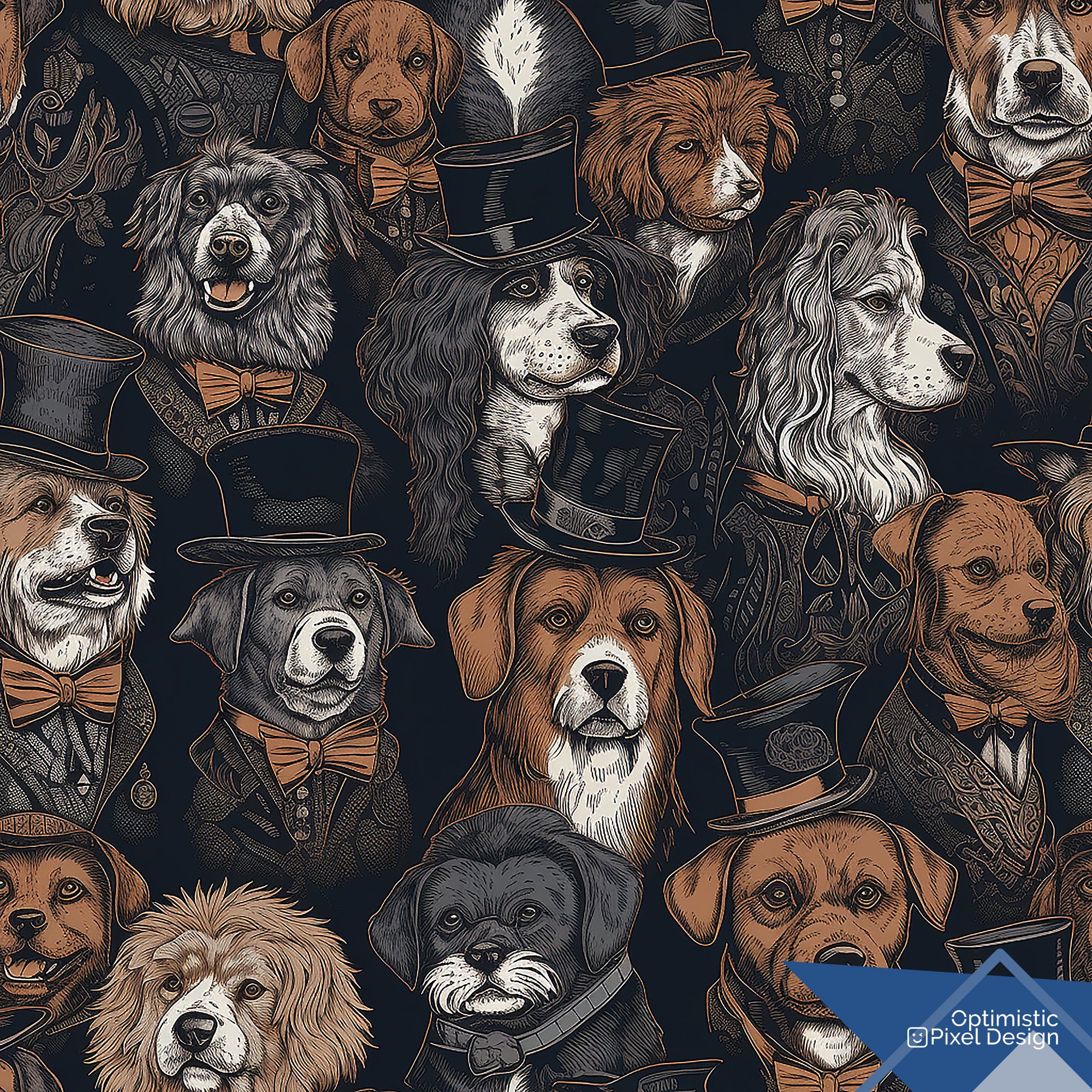 Dog Wallpaper Funky Vintage Luxury Wall Decor