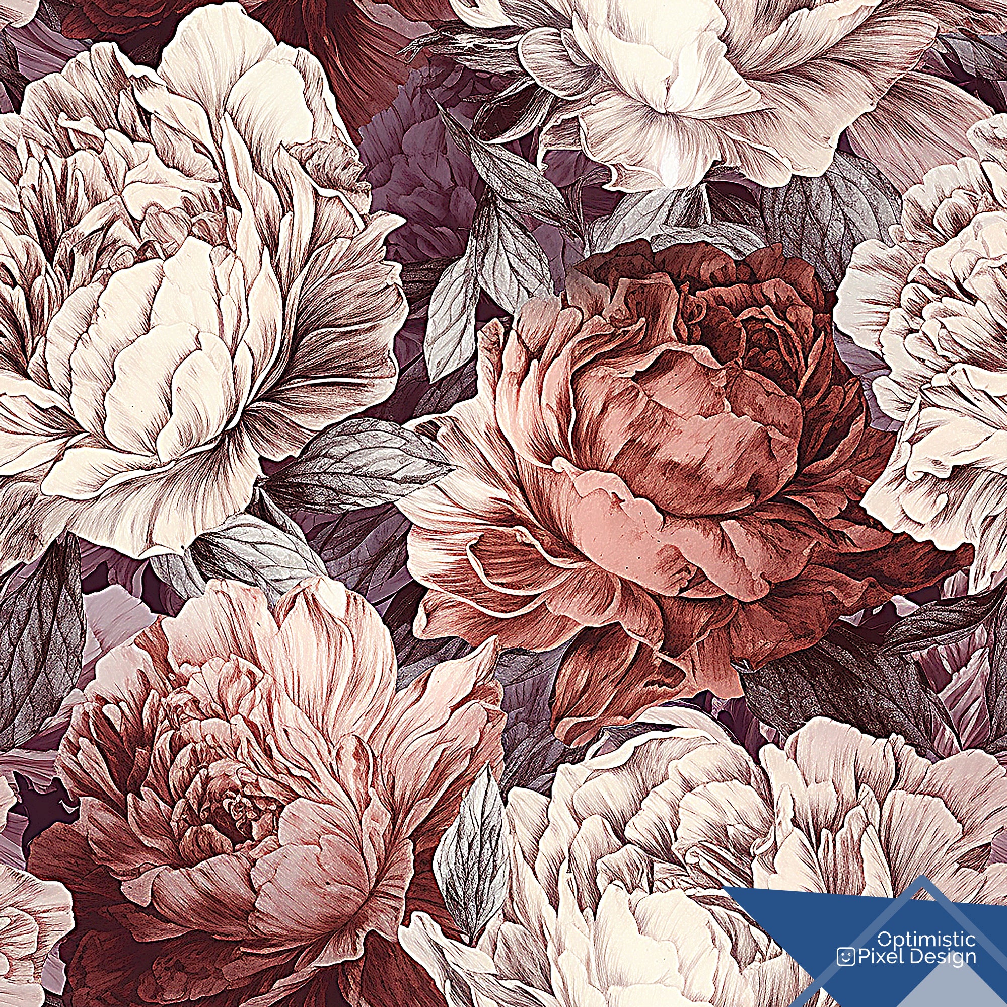 Moody Wallpaper Vintage Gothic Peony Wall Decor