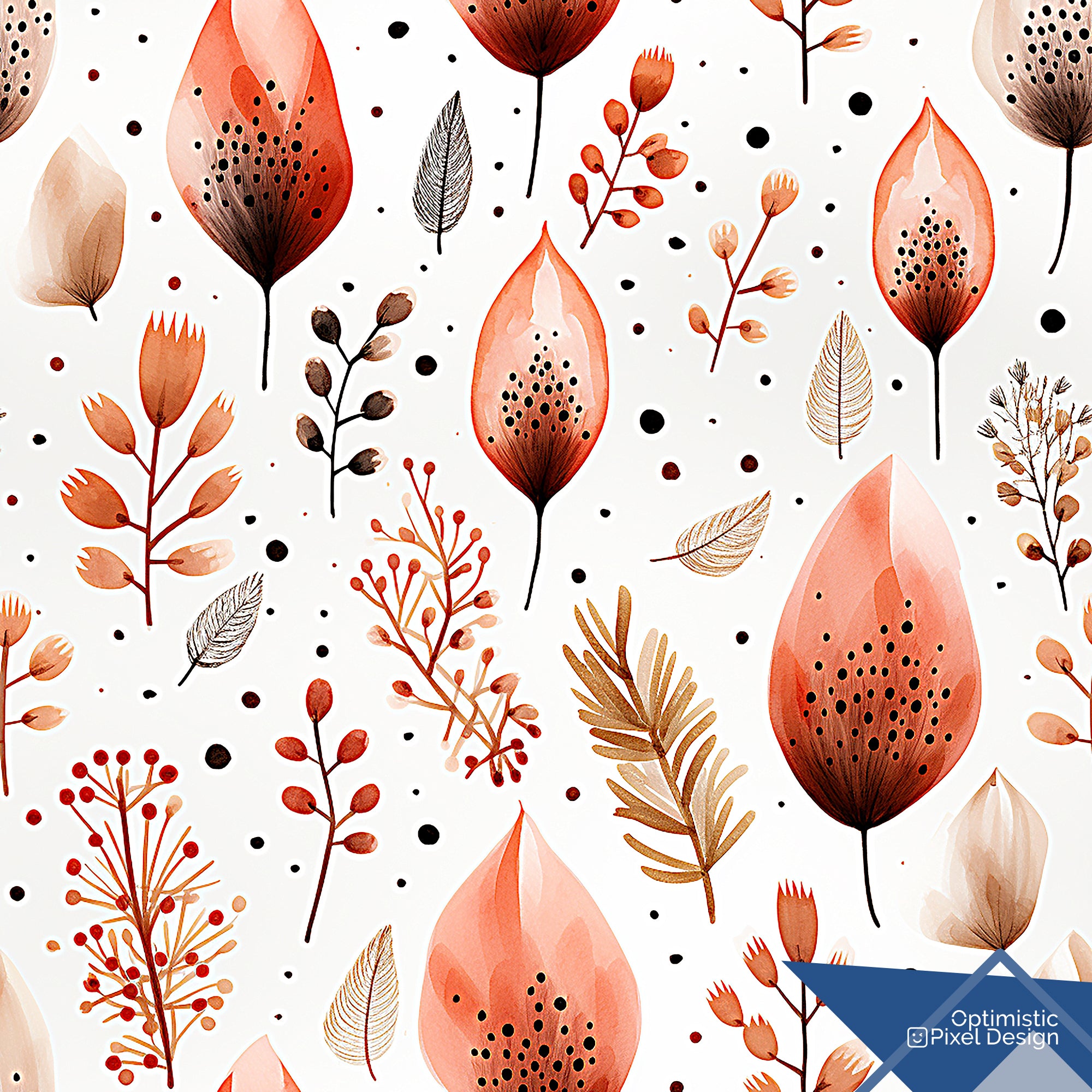 Boho Wallpaper Terracotta Floral Luxury Wall Decor