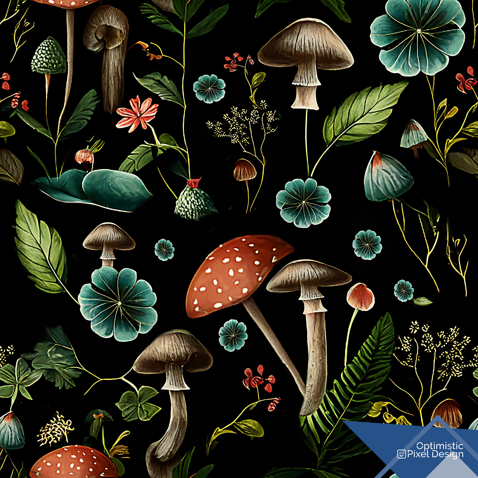 Mushroom Wallpaper Dark Academia Wall Decor