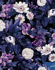 Floral Wallpaper Dark Purple Botanical Wall Decor