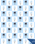 Floral Wallpaper Blue Checker Luxury Wall Decor