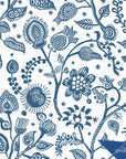 Blue Floral Wallpaper Whimsical Scandinavian Wall Decor