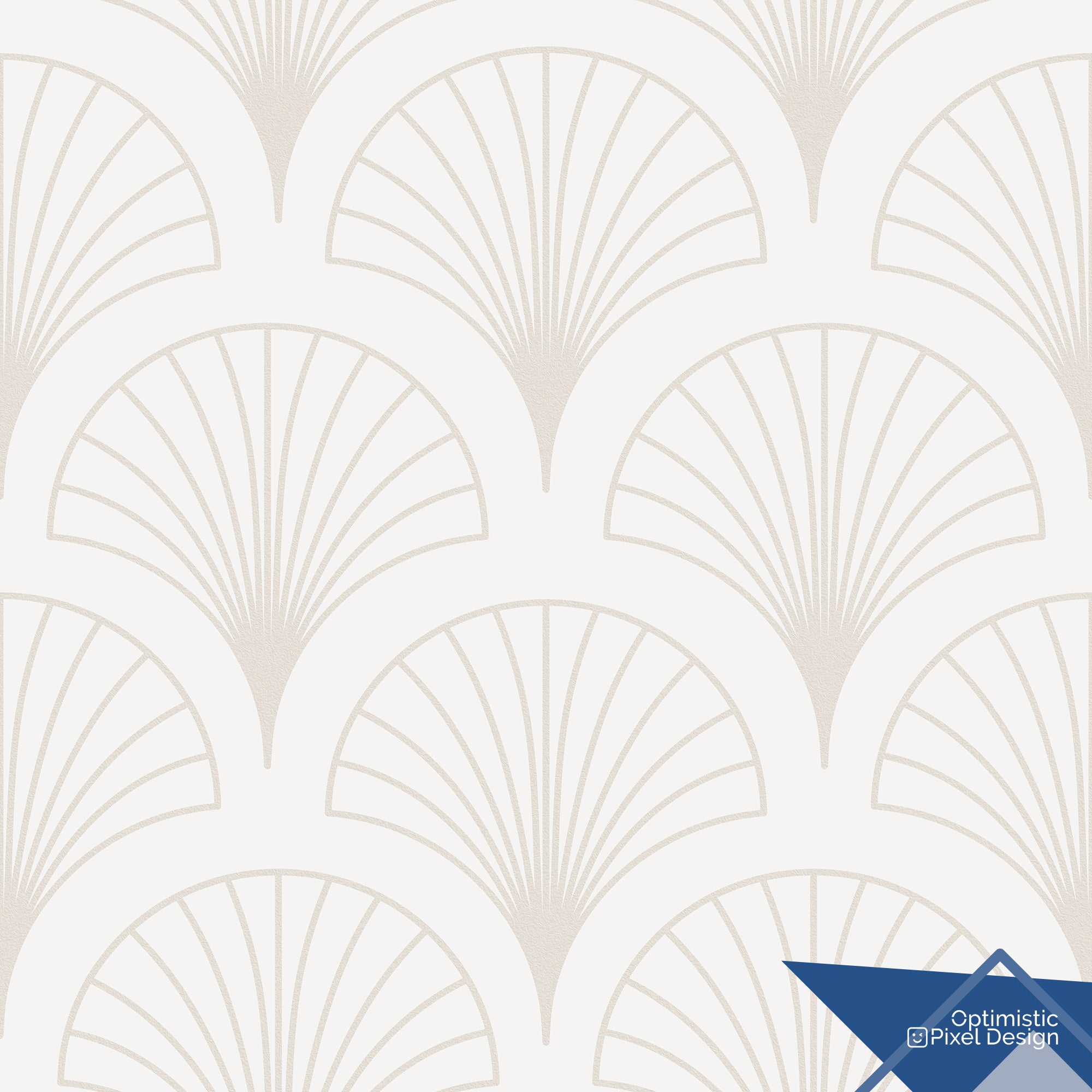 Art Deco Wallpaper Neutral Cream Fan Wall Decor