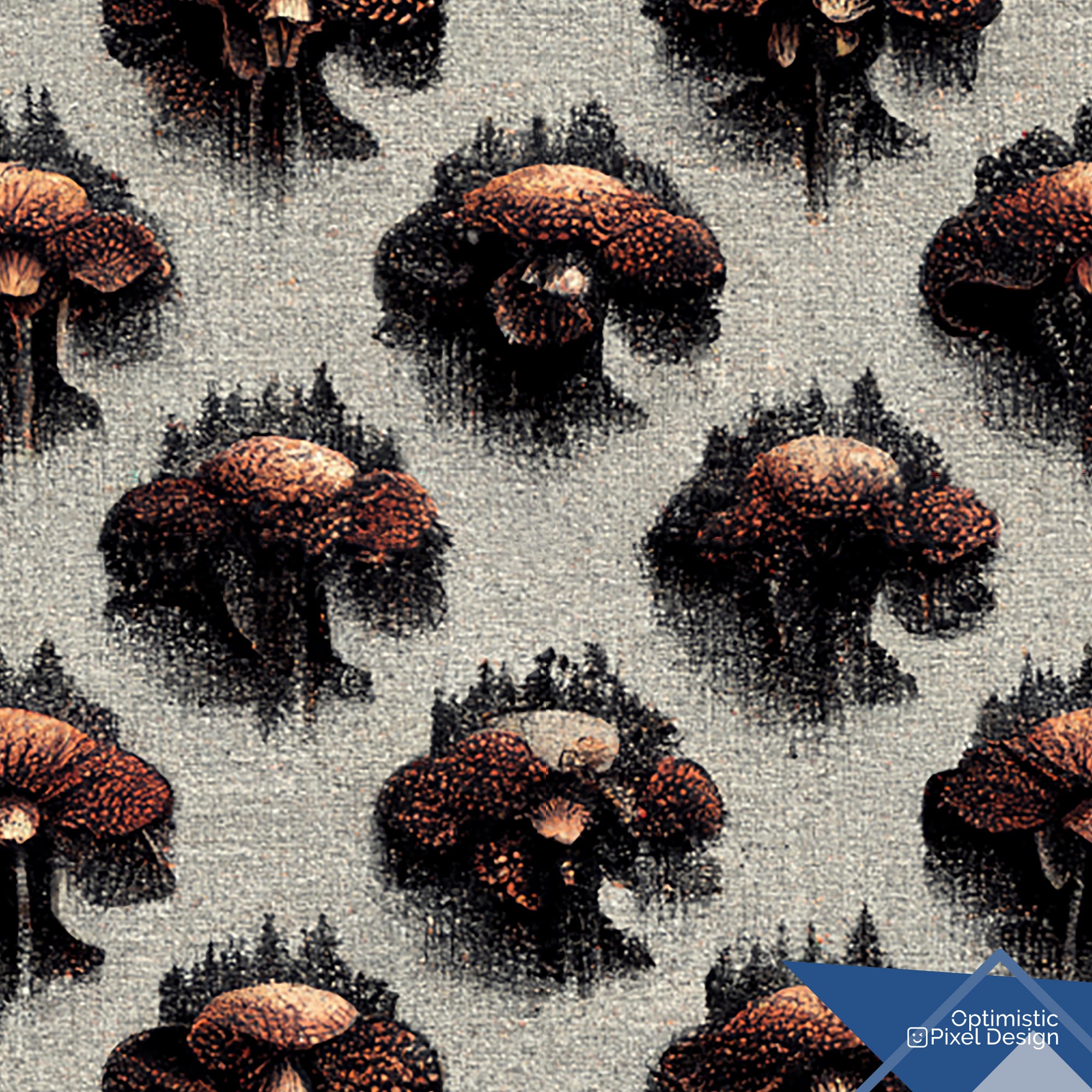 Mushroom Wallpaper Retro Grey Luxury Wall Decor