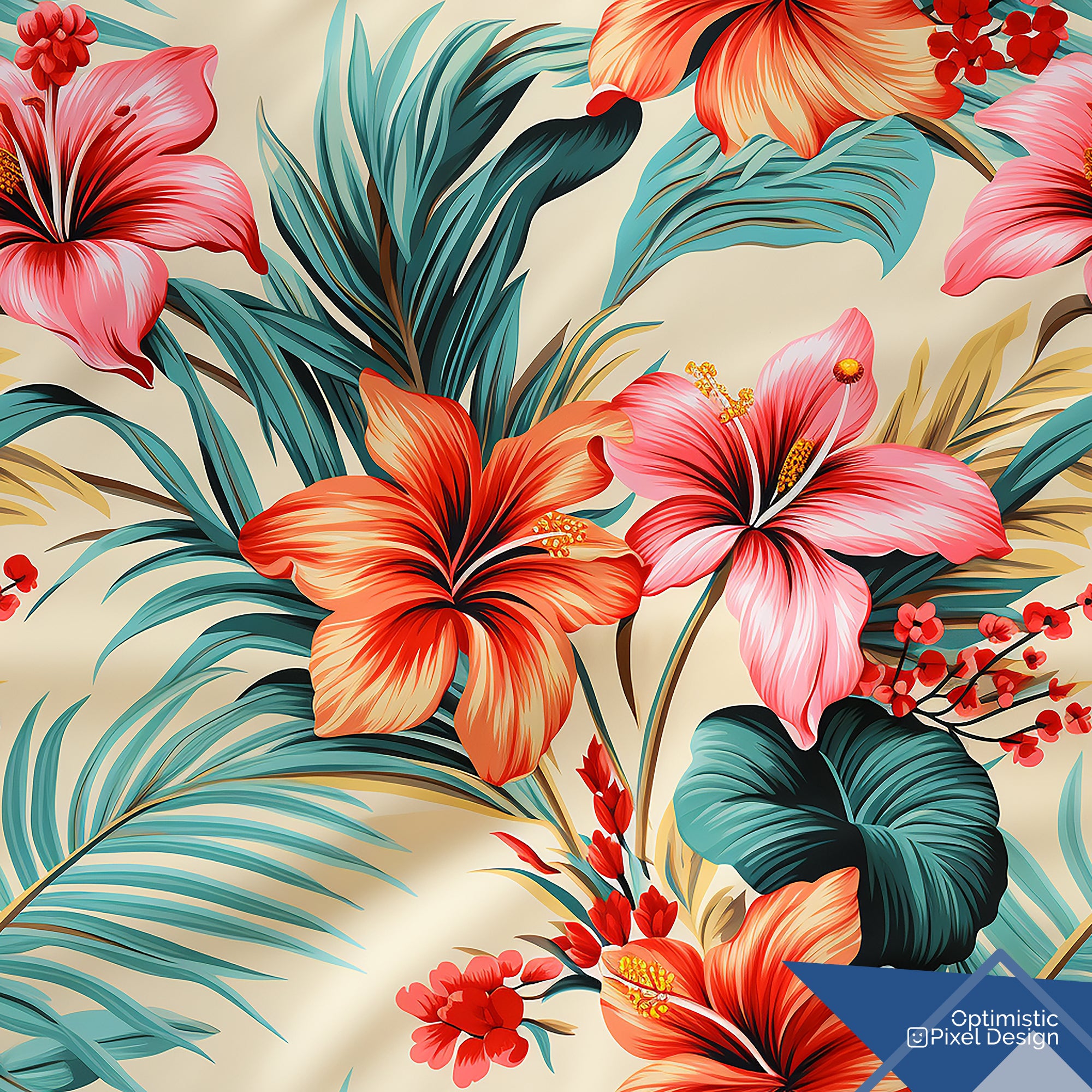 Tropical Wallpaper Retro Coastal Wall Decor