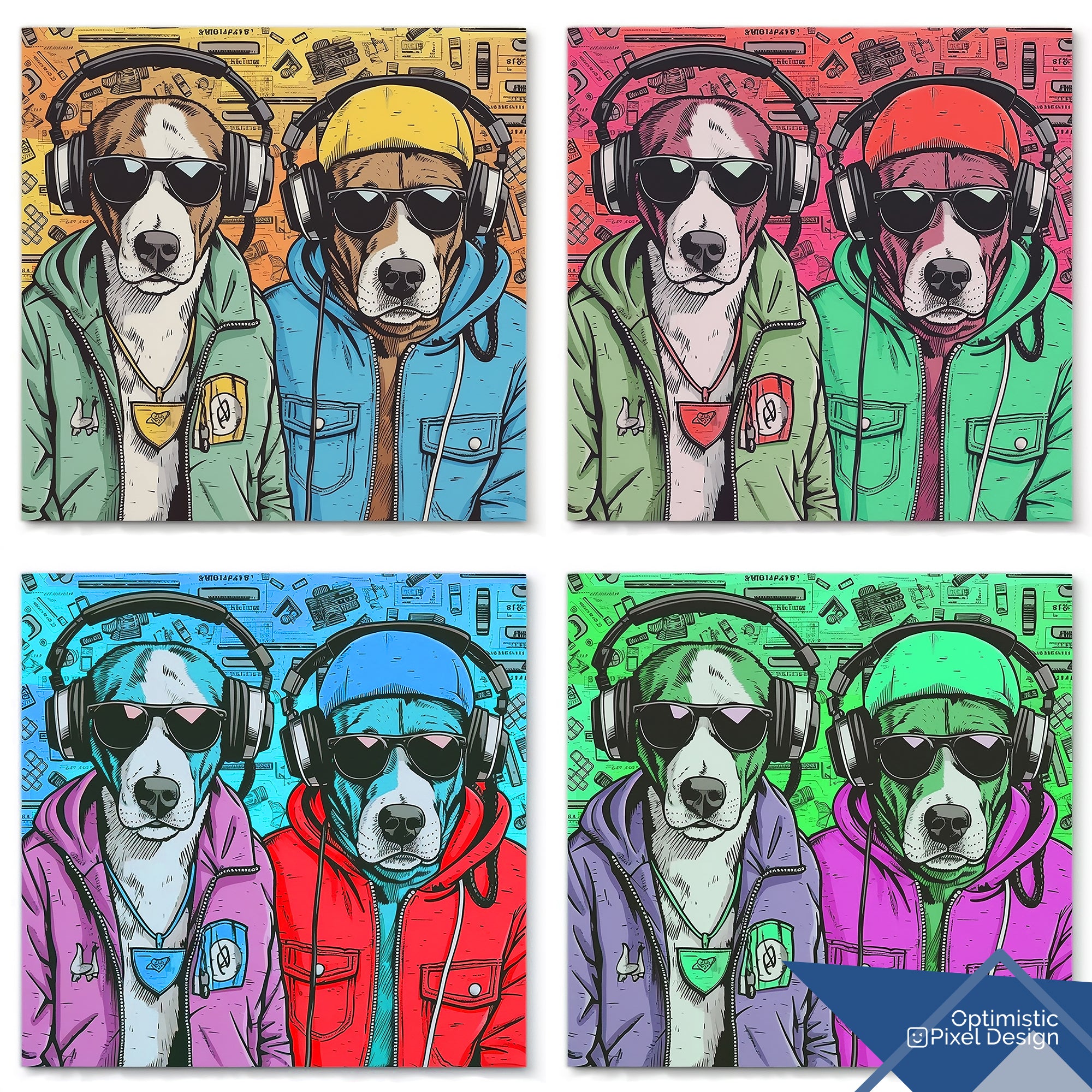 Dog Wallpaper Funky Colorful Graffiti Wall Decor