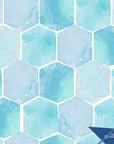 Watercolor Wallpaper Blue Hexagon Wall Decor