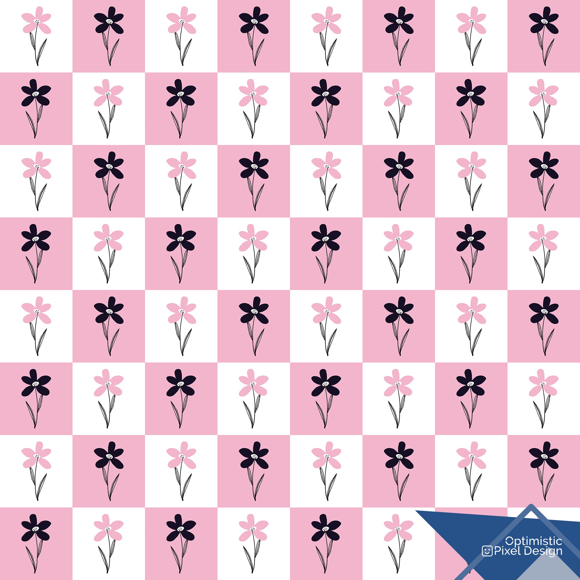 Retro Wallpaper Pink Checker Luxury Wall Decor