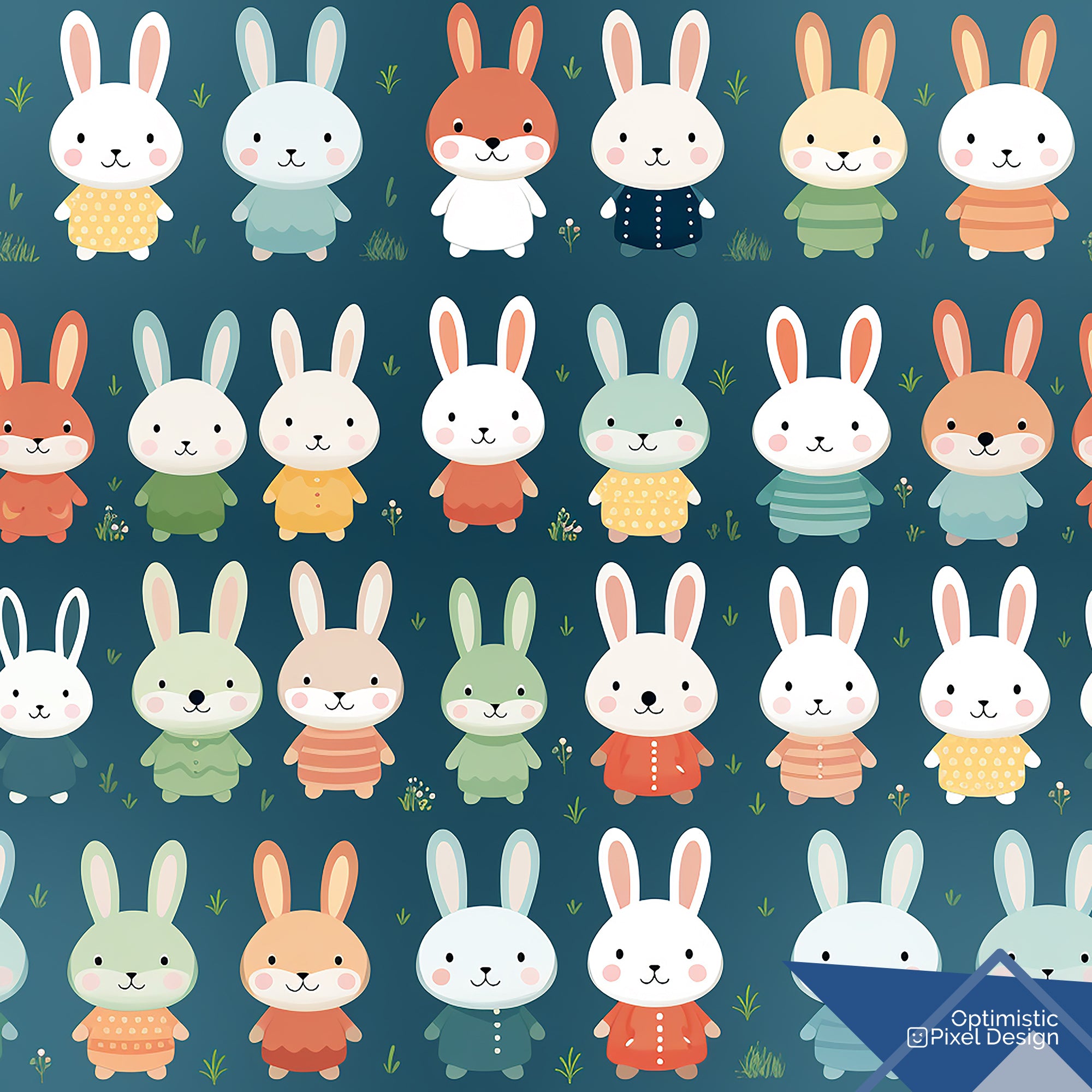 Bunny Wallpaper Cute Rabbit Playroom Wall Decor