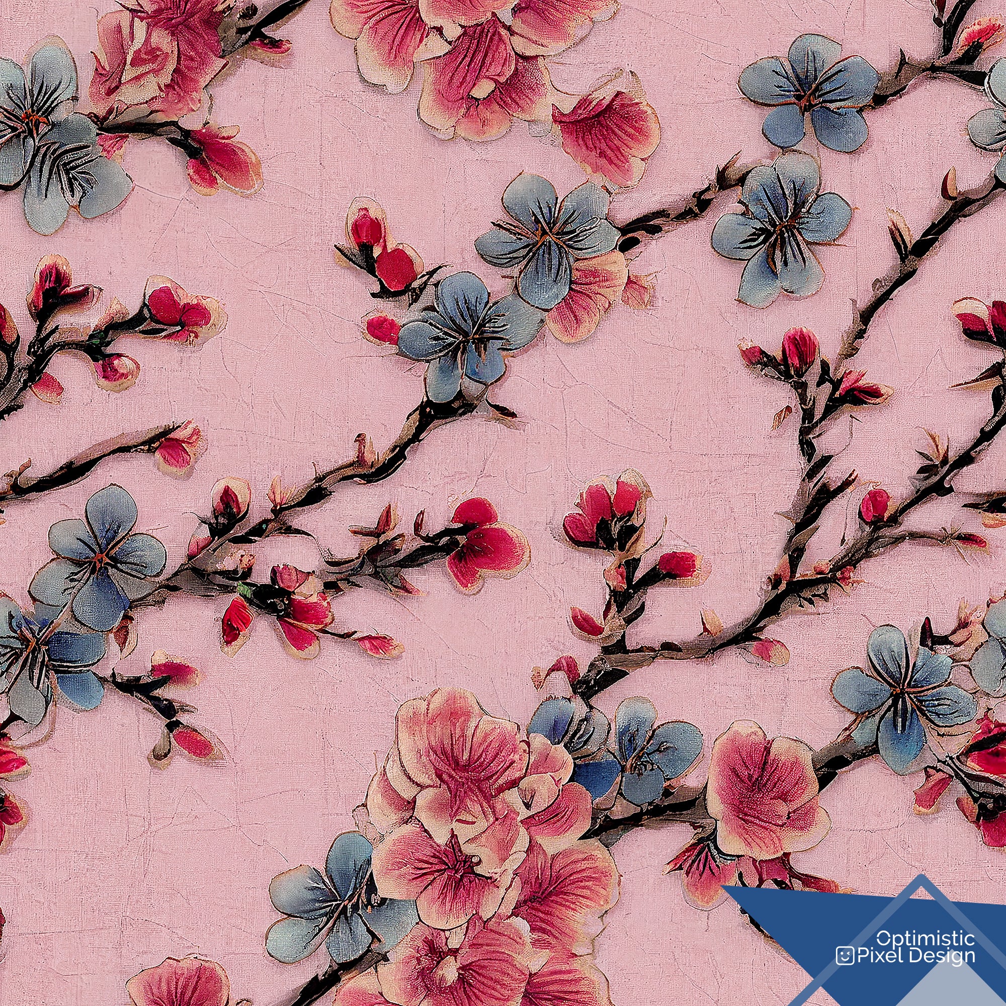 Cherry Blossom Wallpaper Pink Vintage Wall Decor