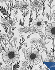 Floral Wallpaper Black White Garden Wall Decor