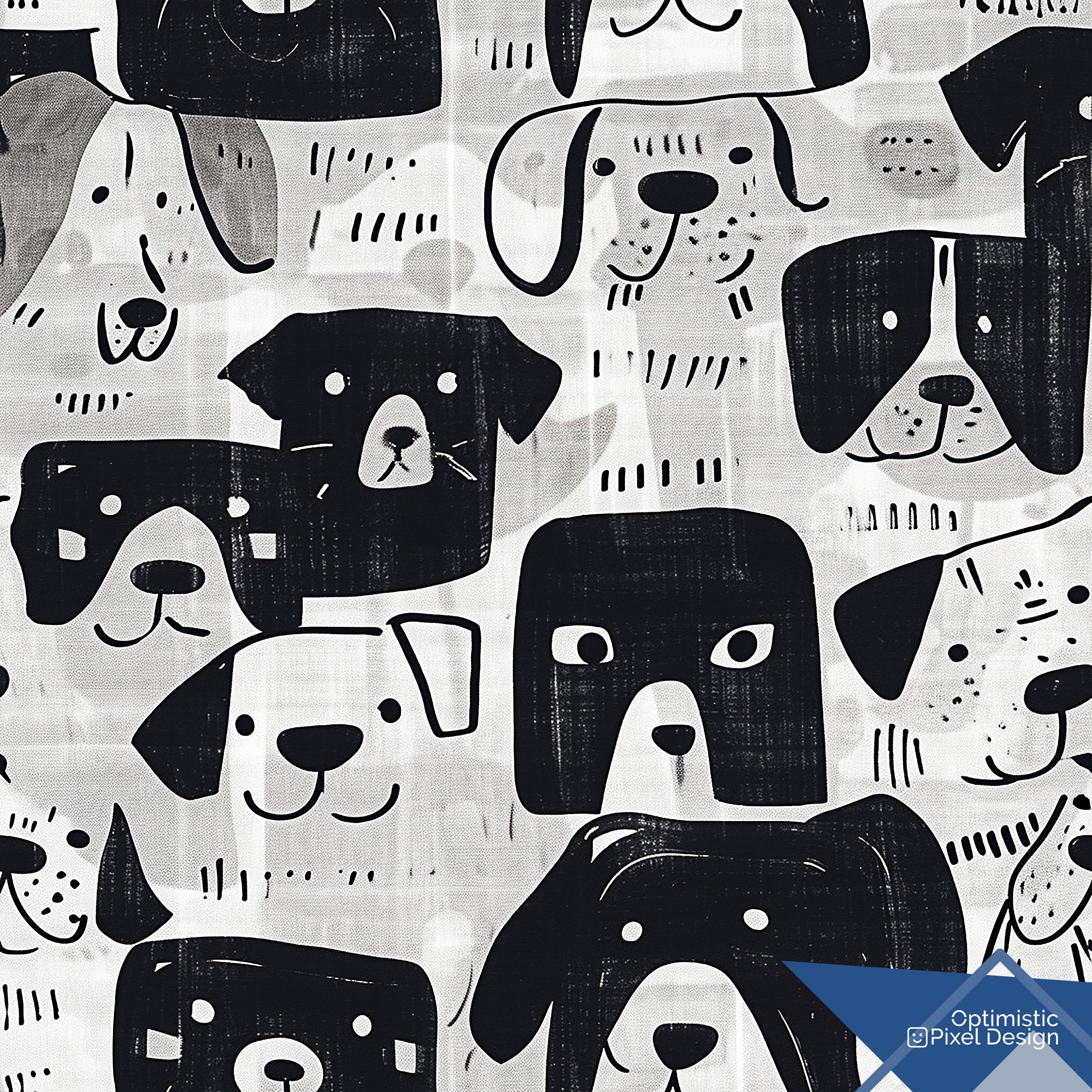 Fun Dog Wallpaper Pet Black White Wall Decor