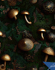 Mushroom Wallpaper Retro Gold Luxury Wall Decor