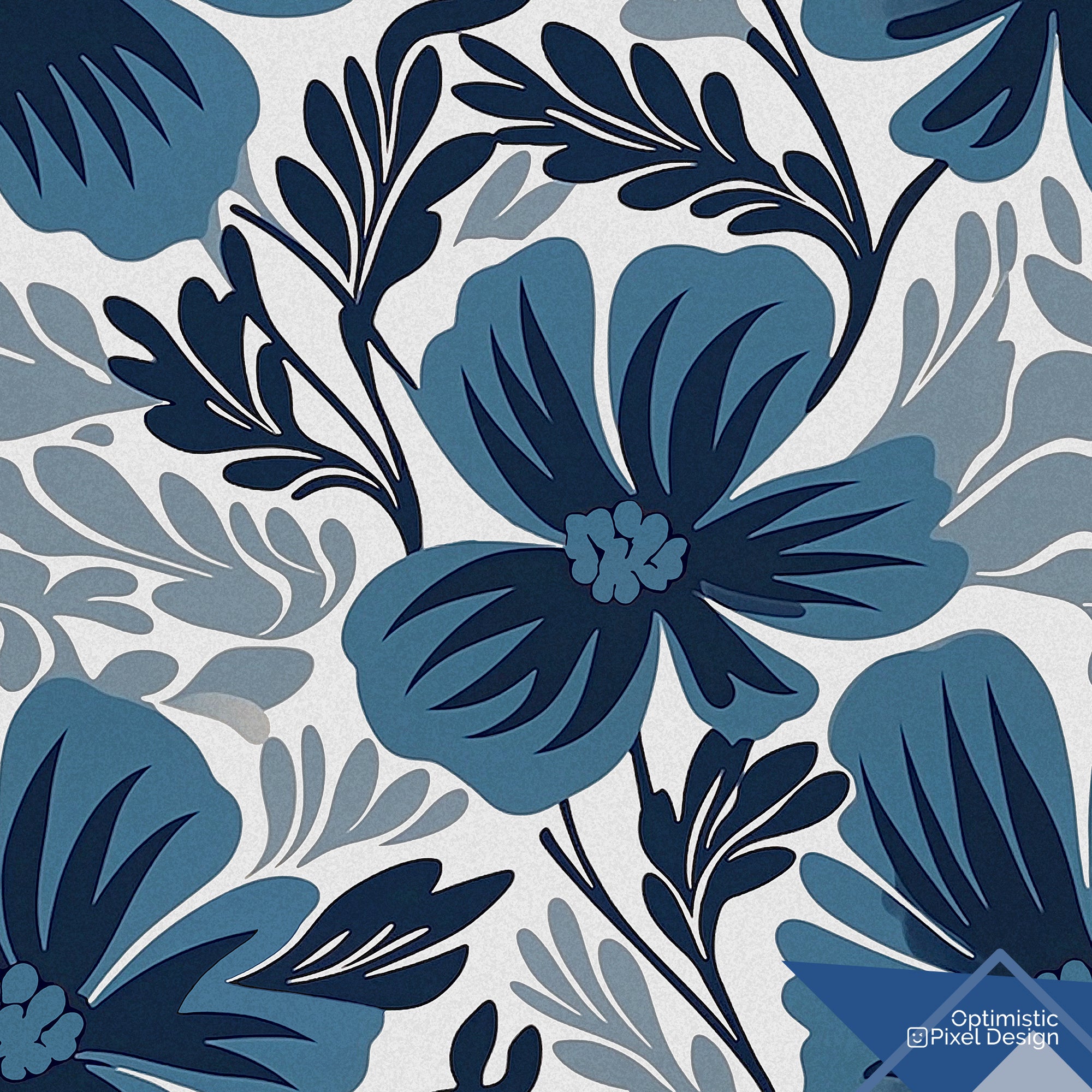 Floral Wallpaper Large Navy Blue Floral Wall Decor