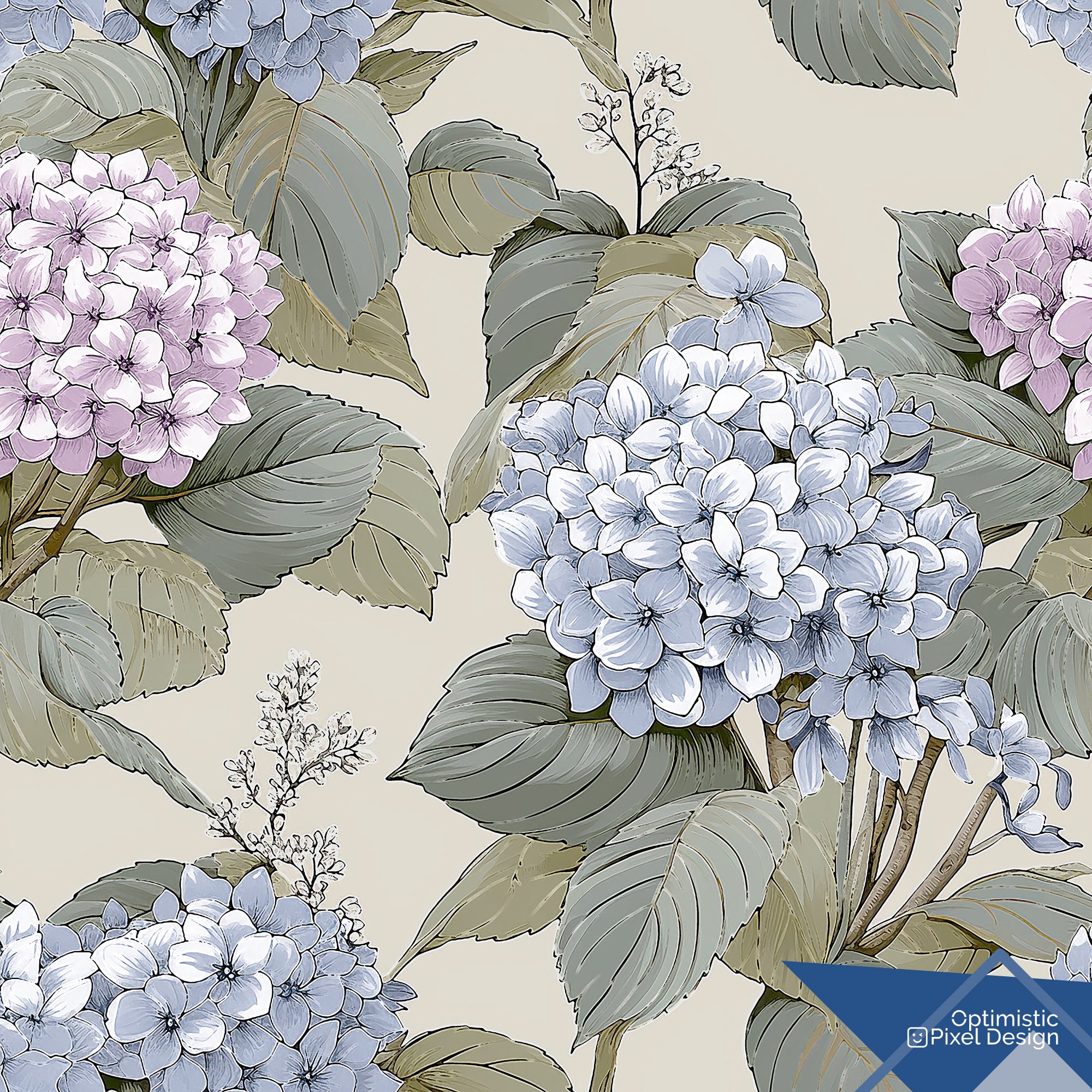 Floral Wallpaper Hydrangea Luxury Wall Decor