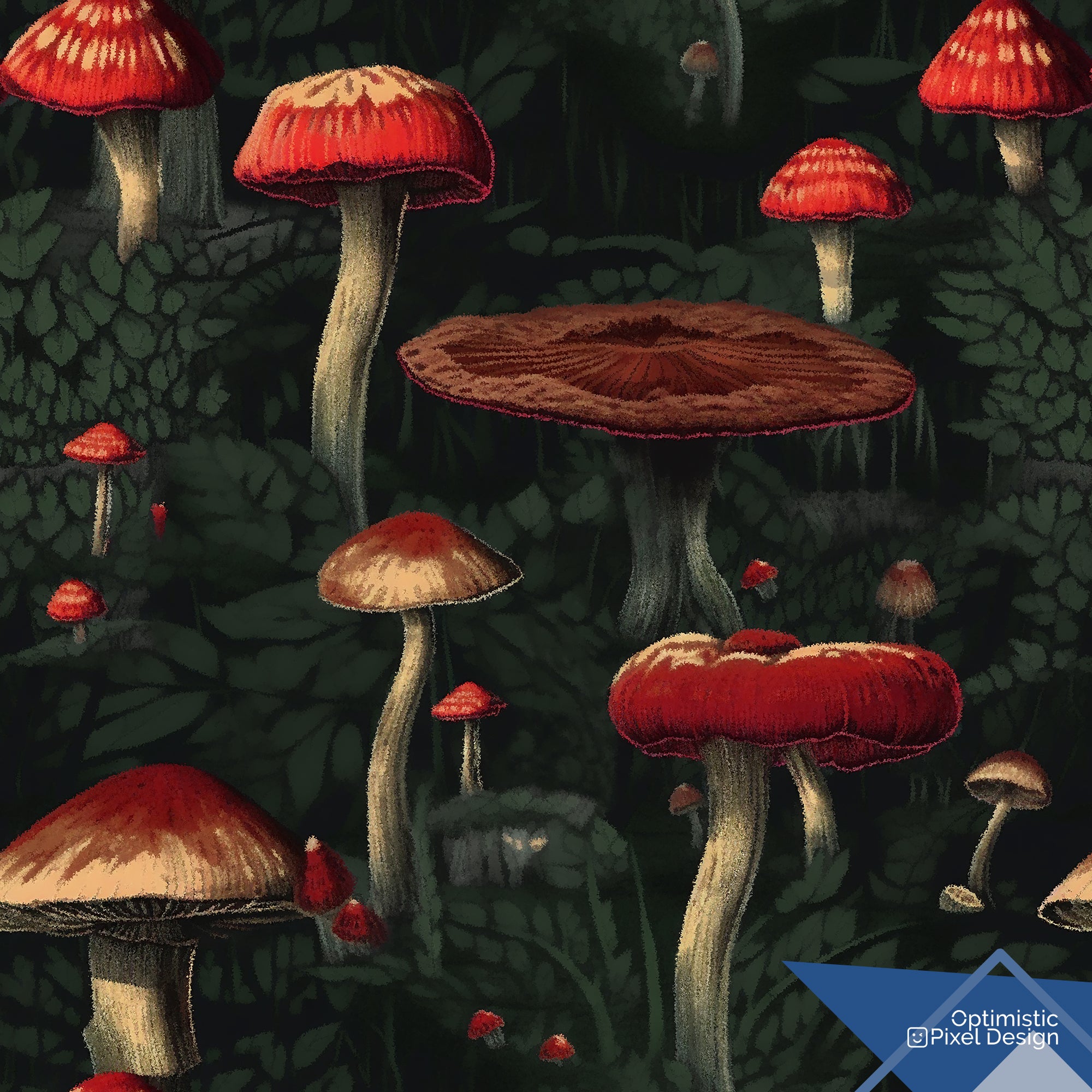 Mushroom Wallpaper Cottagecore Luxury Wall Decor.