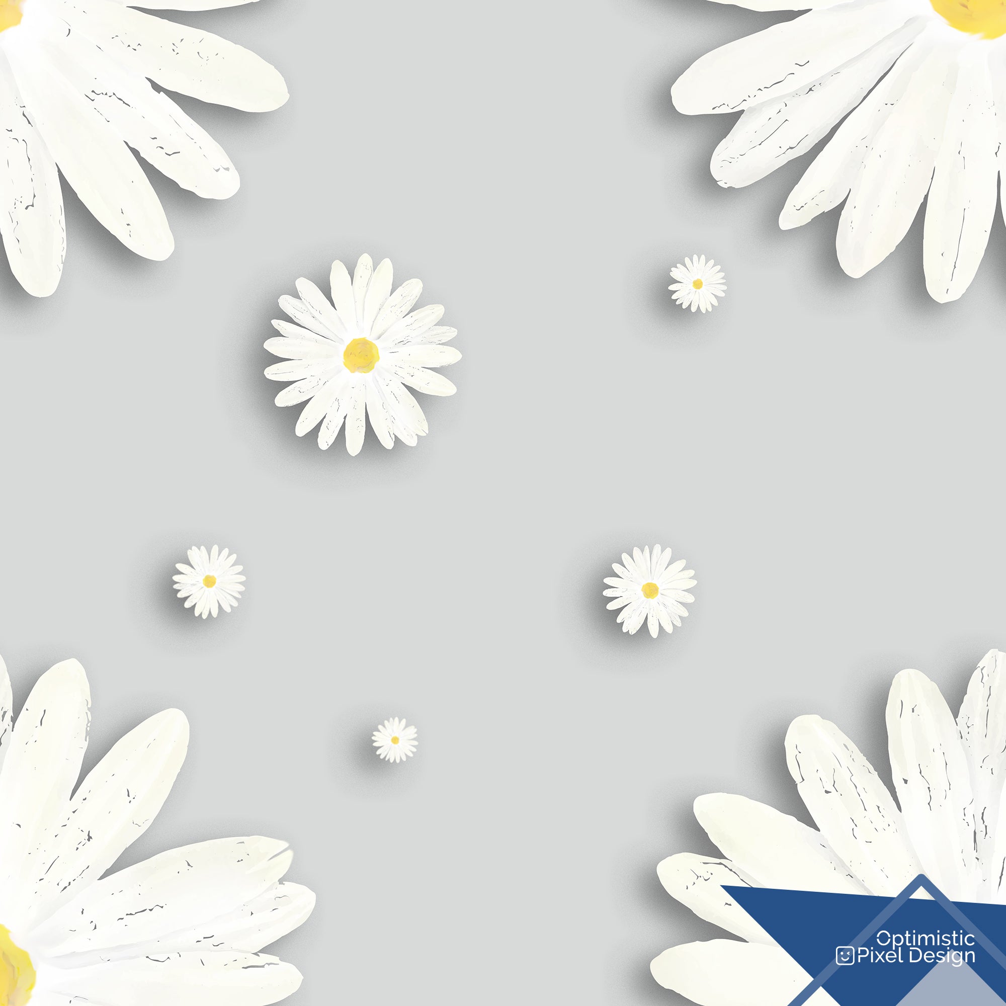 Daisy Wallpaper Funky Grey Flower Wall Decor