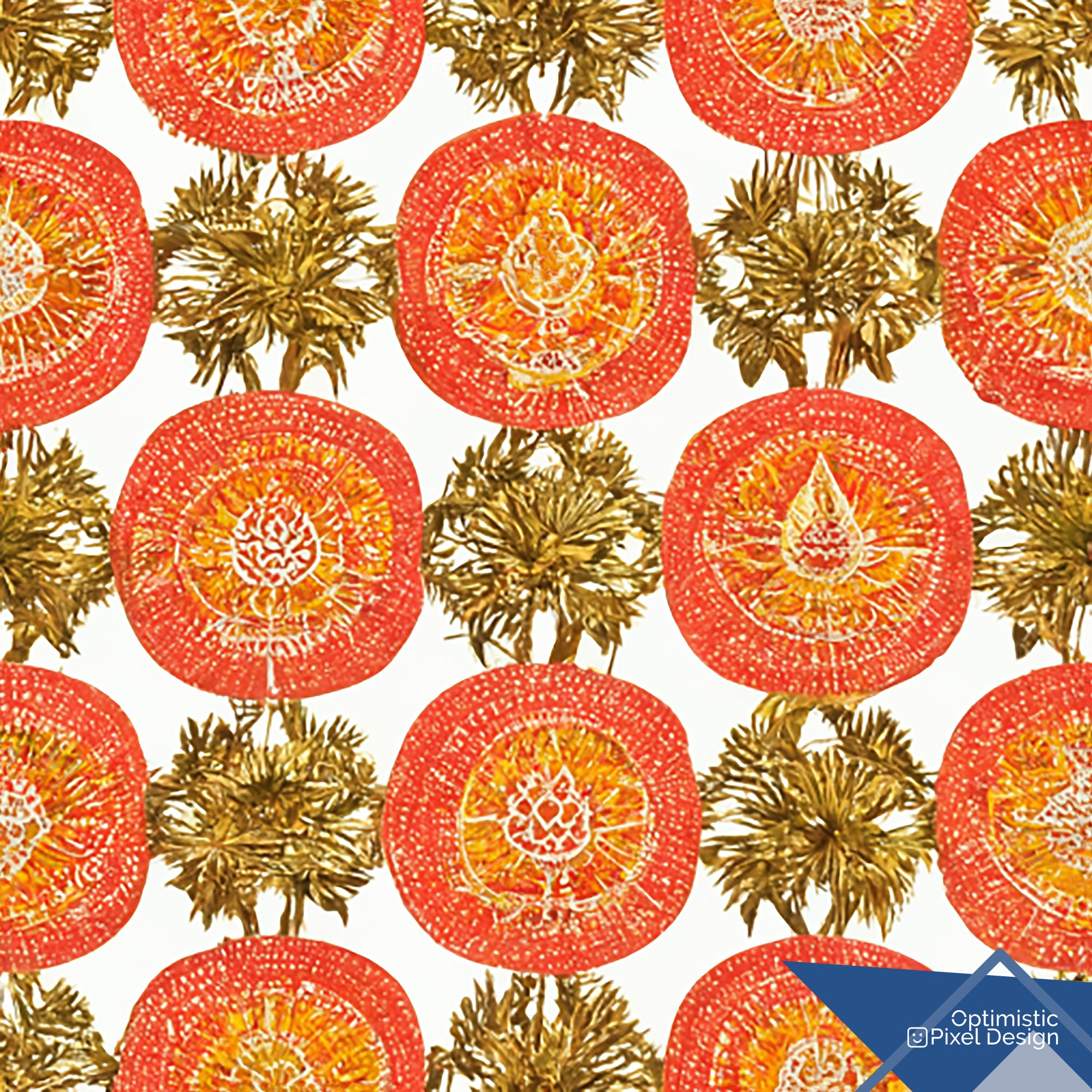 Boho Wallpaper Orange Medallion Luxury Wall Decor