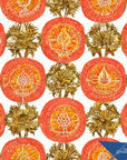 Boho Wallpaper Orange Medallion Luxury Wall Decor