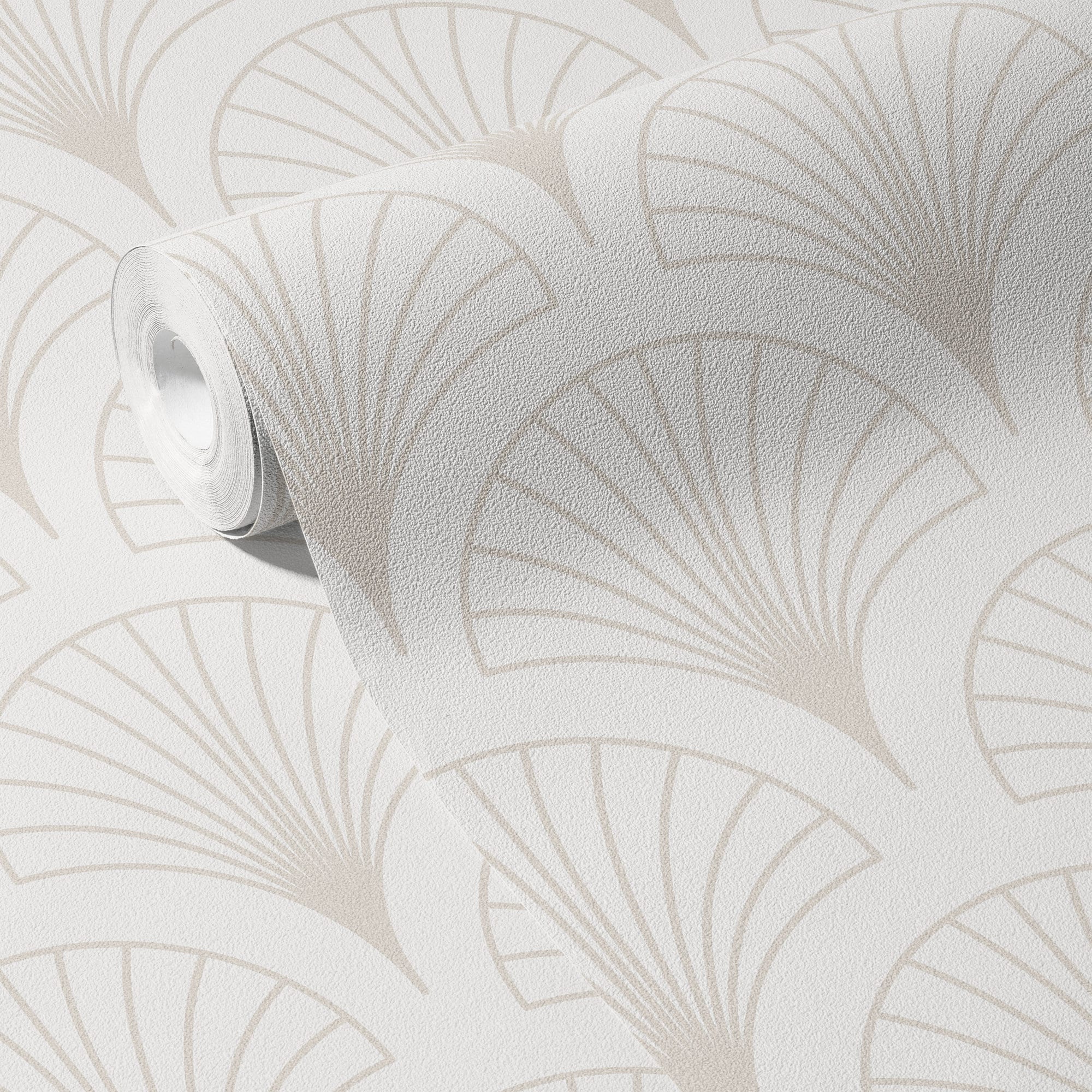 Art Deco Wallpaper Neutral Cream Fan Wall Decor