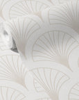 Art Deco Wallpaper Neutral Cream Fan Wall Decor