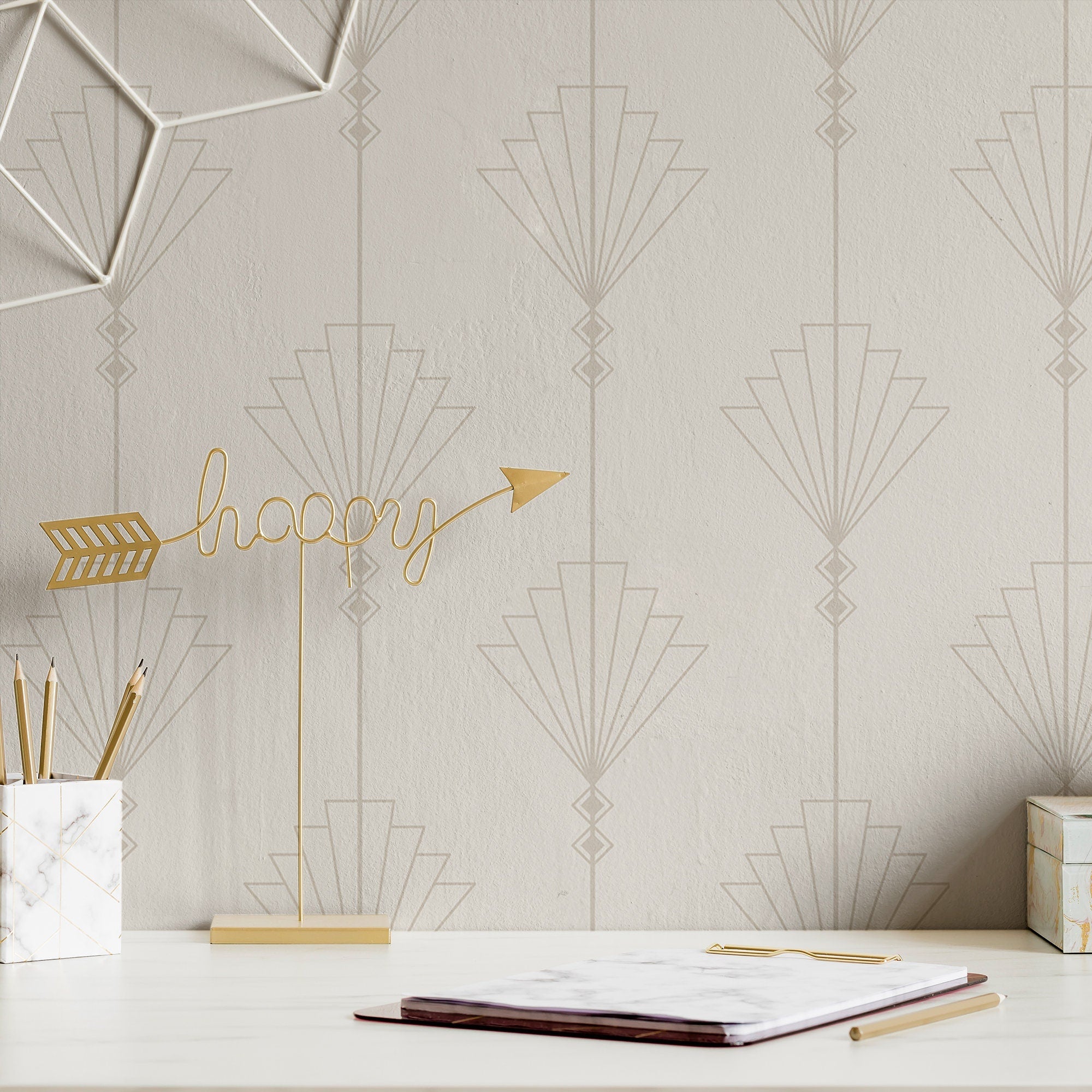 Art Deco Wallpaper Neutral Luxury Wall Decor