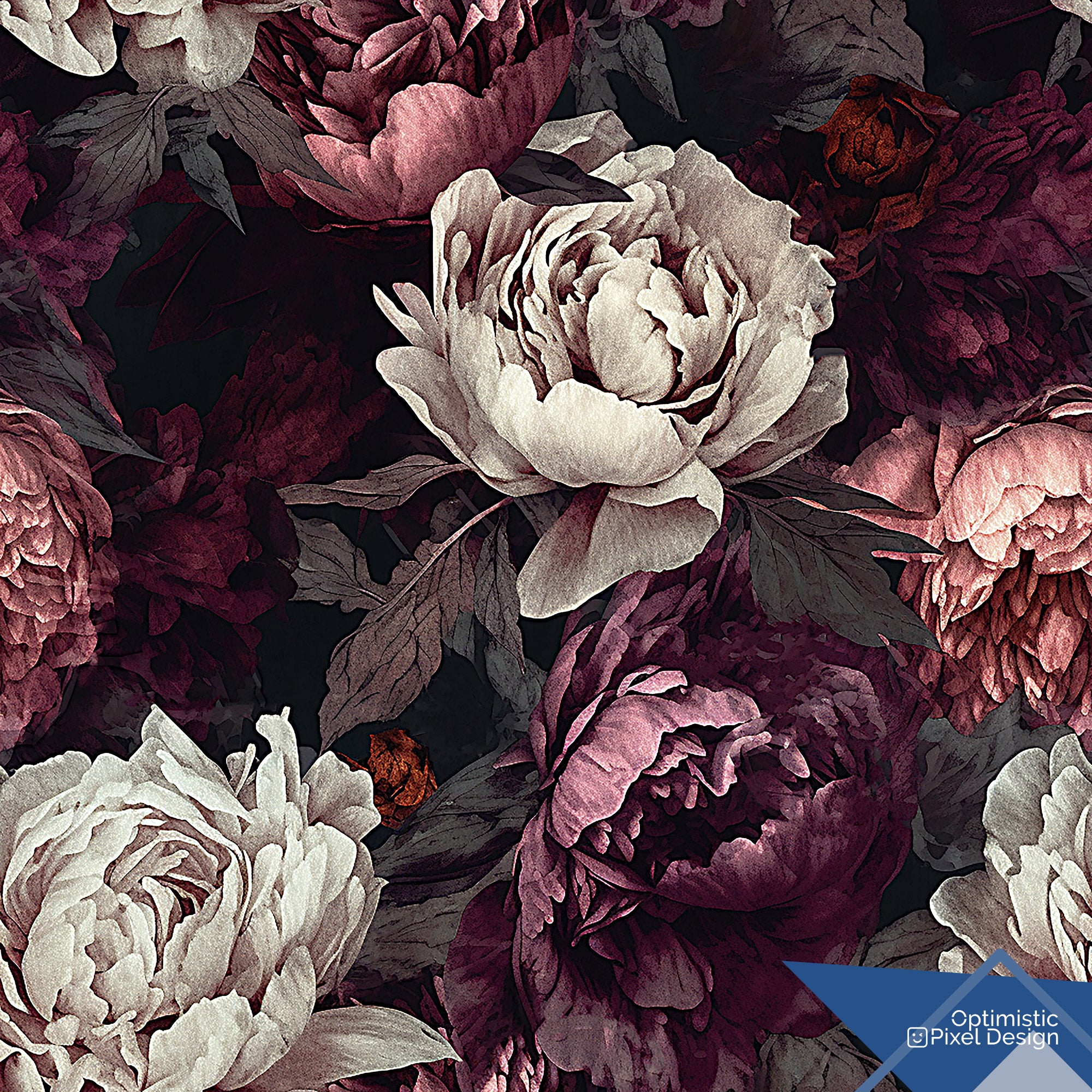 Peony Wallpaper Vintage Gothic Floral Wall Decor