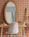 Boho Wallpaper Orange Medallion Luxury Wall Decor