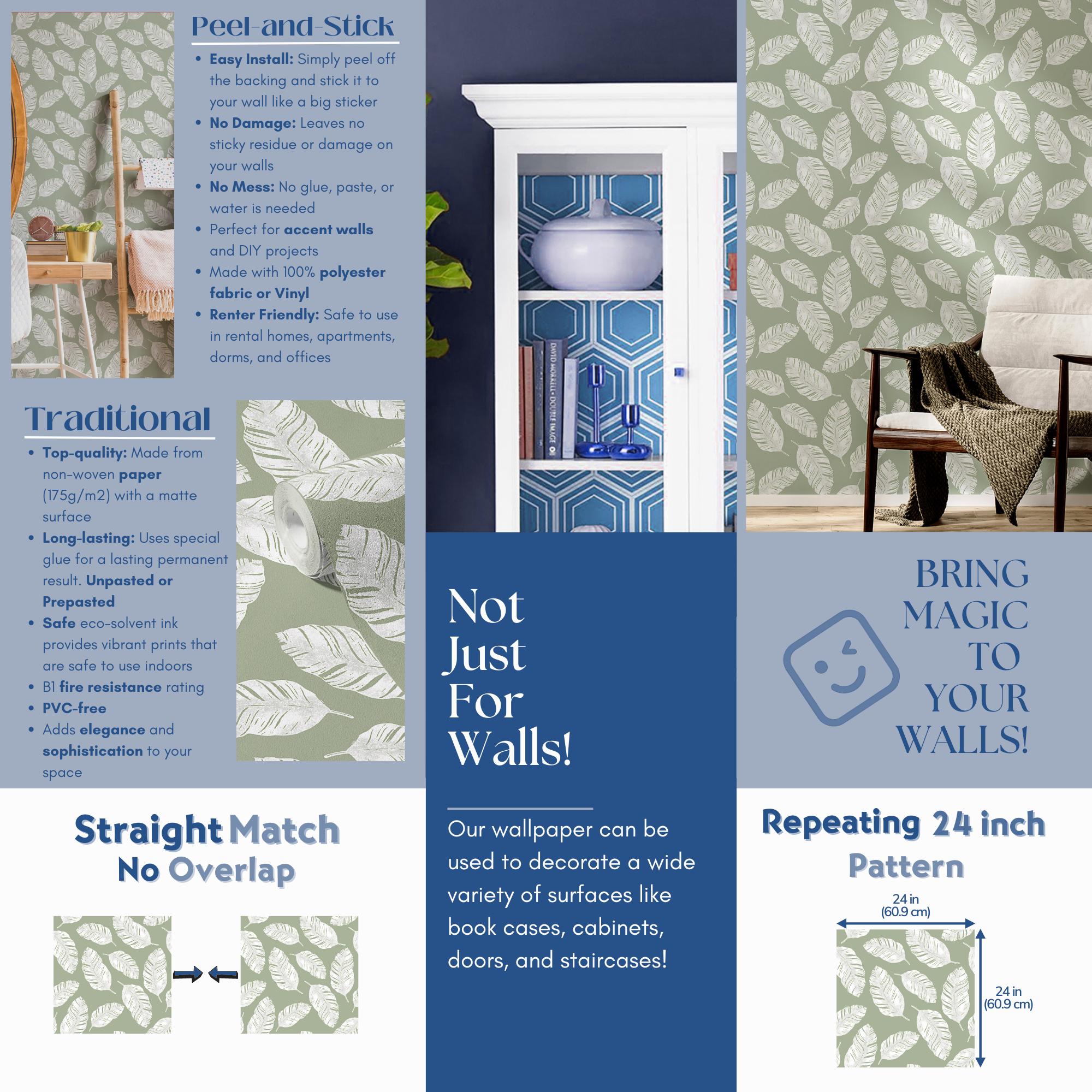 Boho Wallpaper Vintage Block Print Wall Decor