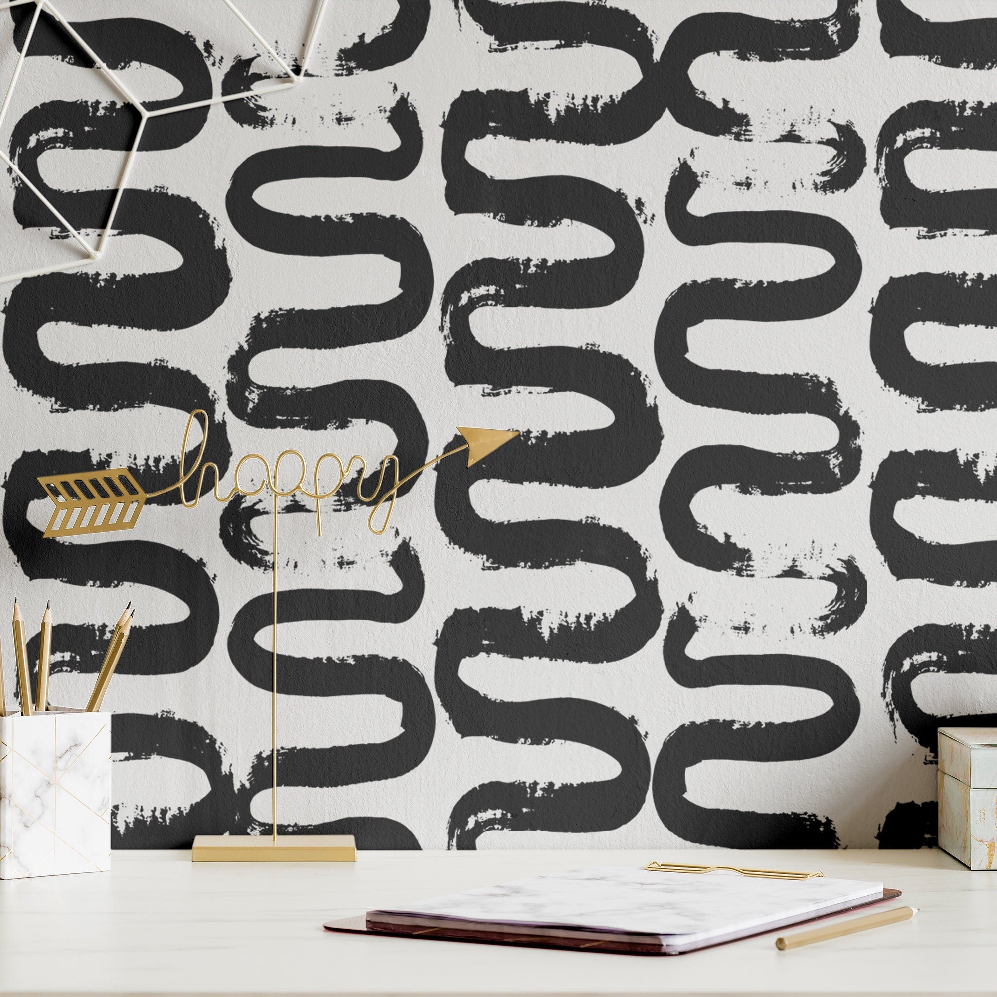 Bold Wallpaper Maximalist Black White Wall Decor