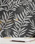 Botanical Wallpaper Black and White Wall Decor